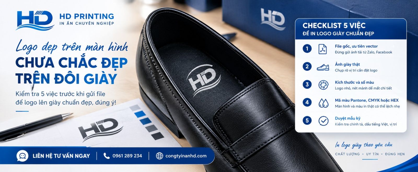 In Logo Giày Công Sở Theo Yêu Cầu